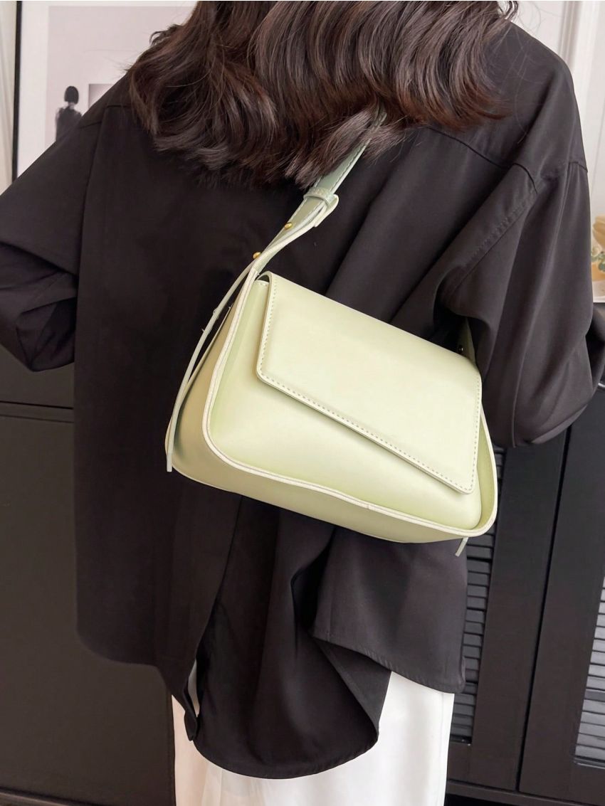Small Shoulder Bag Solid Color Flap Design