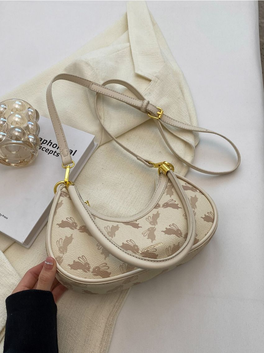 Medium Hobo Bag Cartoon Rabbit Pattern