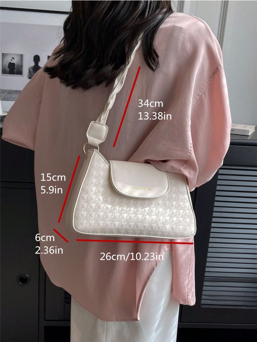 Medium Crossbody Bag Houndstooth Embossed Letter Pattern