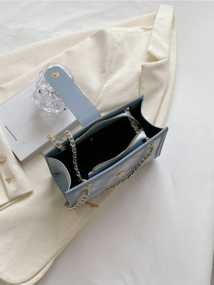 Small Square Bag Colorblock Chain Strap