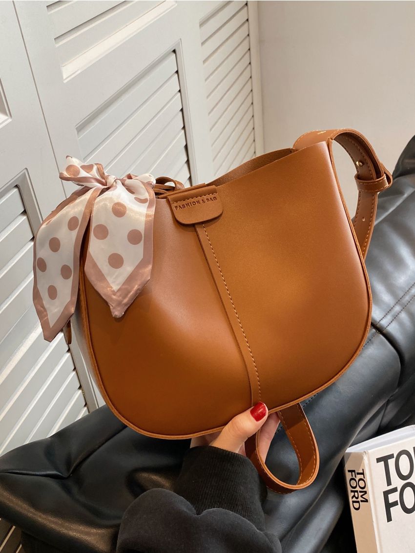 Medium Square Bag Stitch Detail Twilly Scarf Decor For Daily