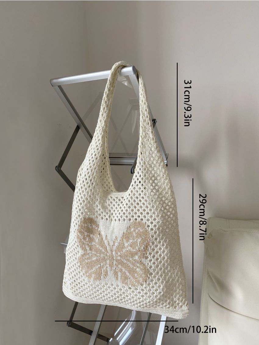 Small Crochet Bag Butterfly Pattern Hollow Out For Vacation