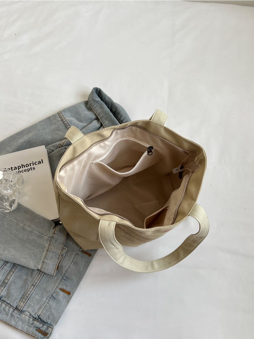 Letter Print Shoulder Tote Bag Large Capacity Double Handle For Daily