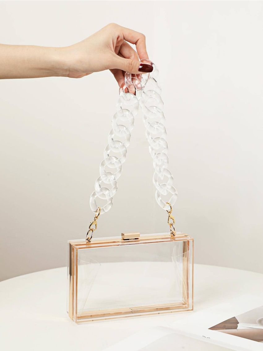 Mini Box Bag Fashionable Transparent Chain