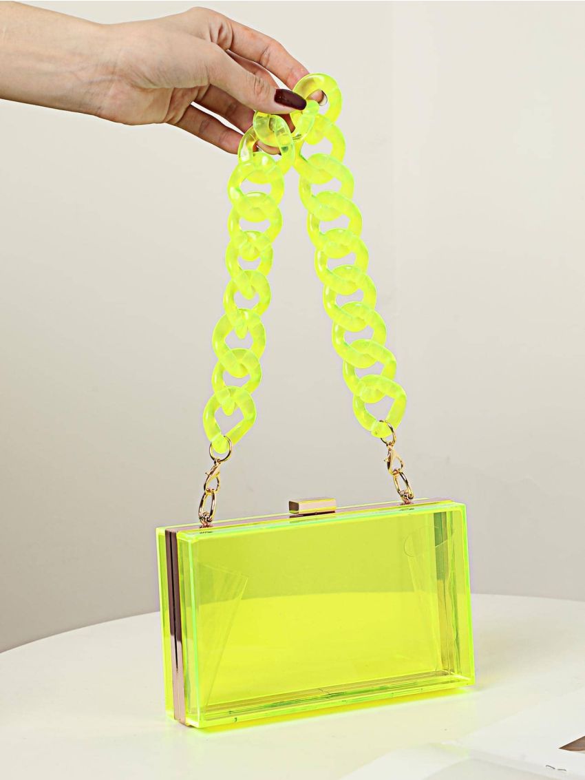 Mini Box Bag Funky Transparent Chain Strap
