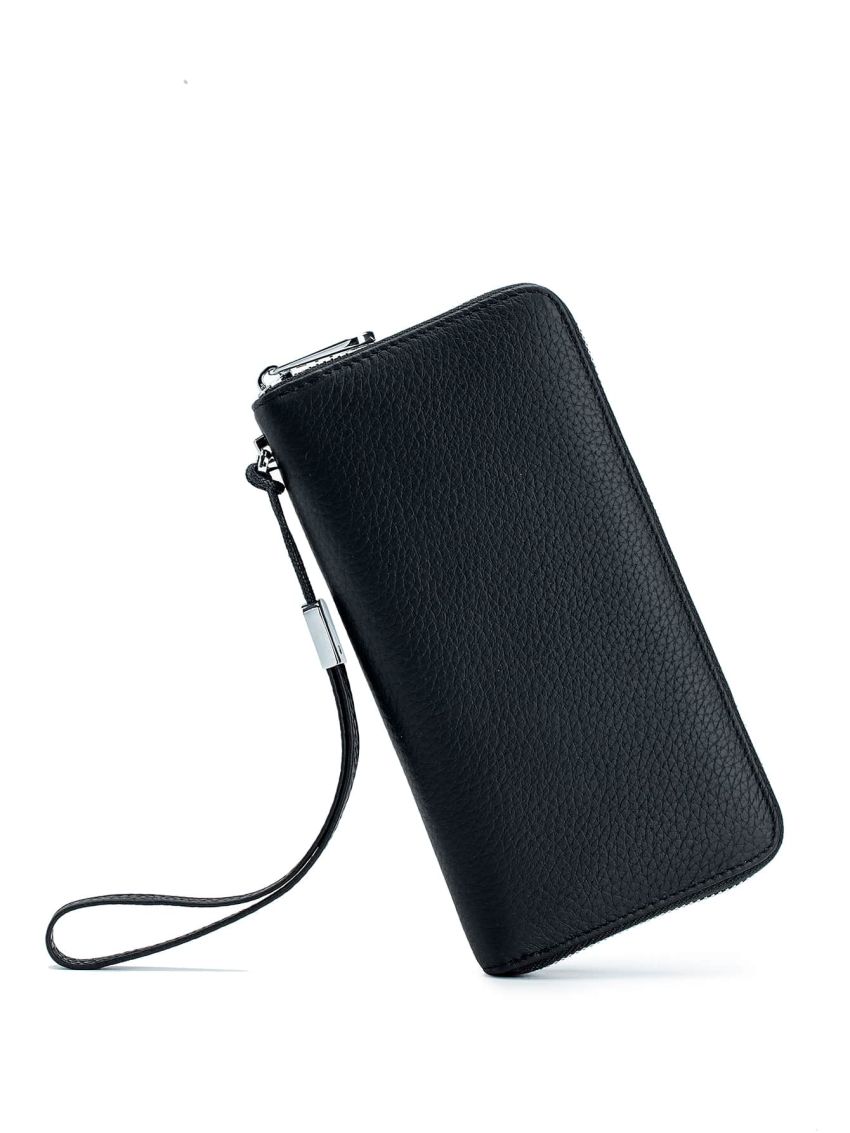 Litchi Embossed Long Wallet Genuine Leather