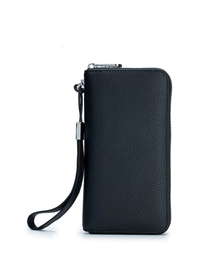 Litchi Embossed Long Wallet Genuine Leather
