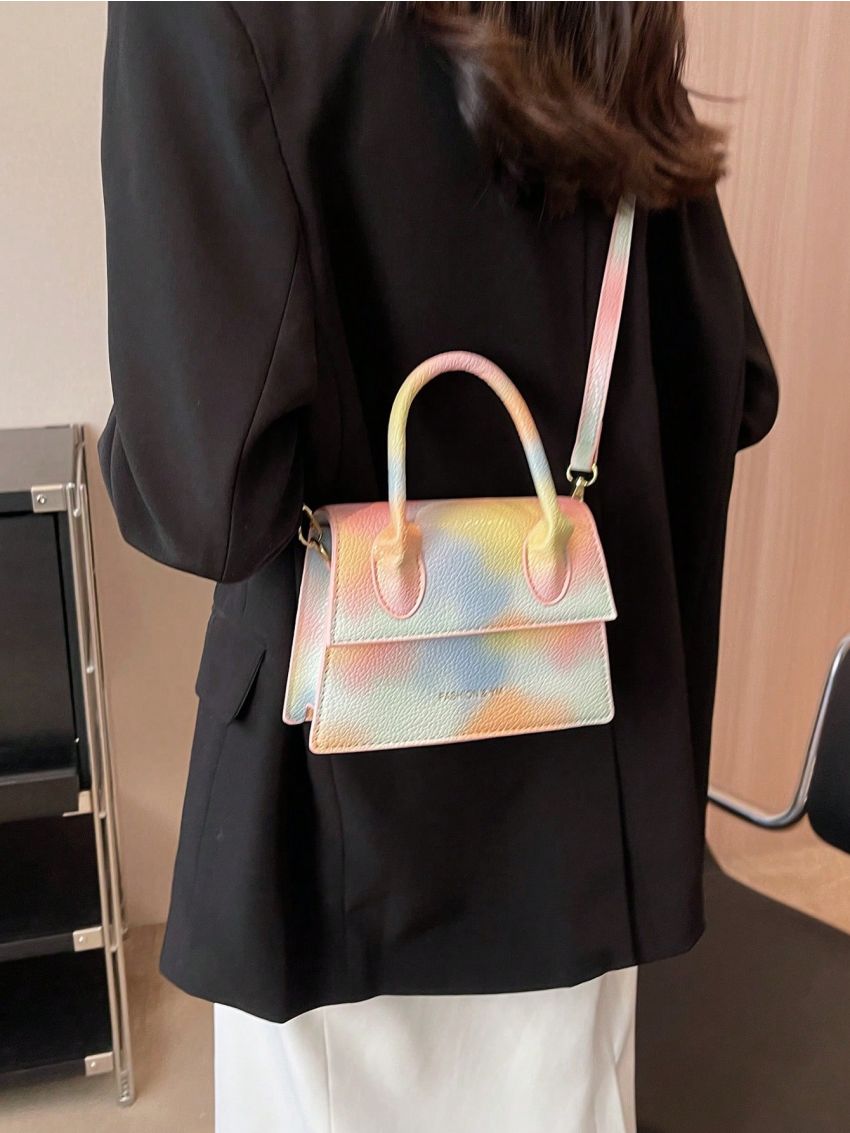 Mini Square Bag Tie Dye Flap PU