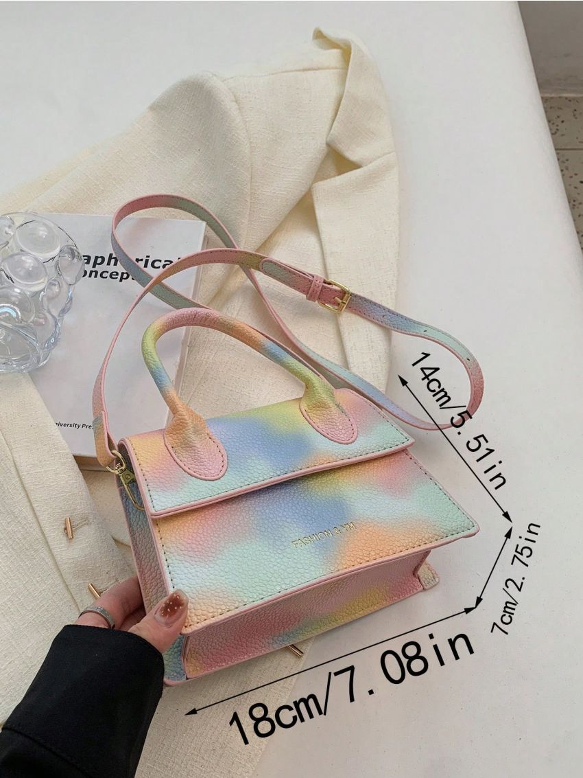 Mini Square Bag Tie Dye Flap PU