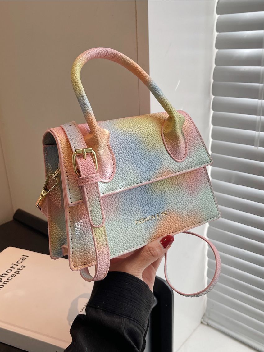 Mini Square Bag Tie Dye Flap PU