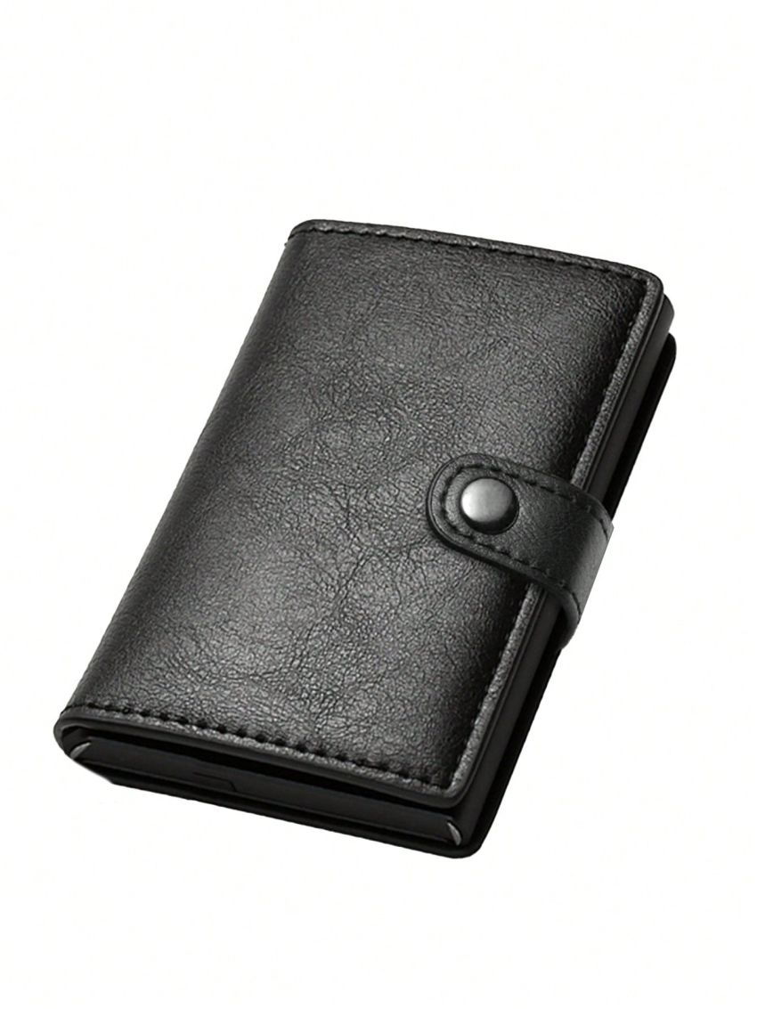 PU Card Holder RFID Buckle Brown