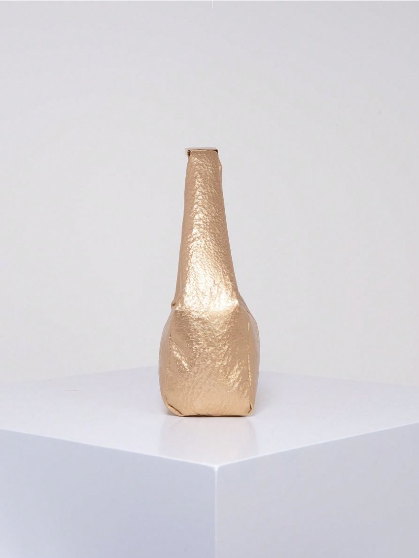 PU Square Bag Zipper Embossed Detail Top-Handle