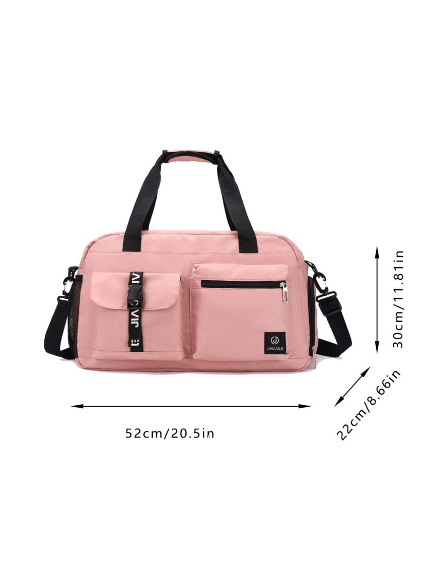 Letter Pattern Duffel Bag Double Handle Gym Bag For Sport & Travel
