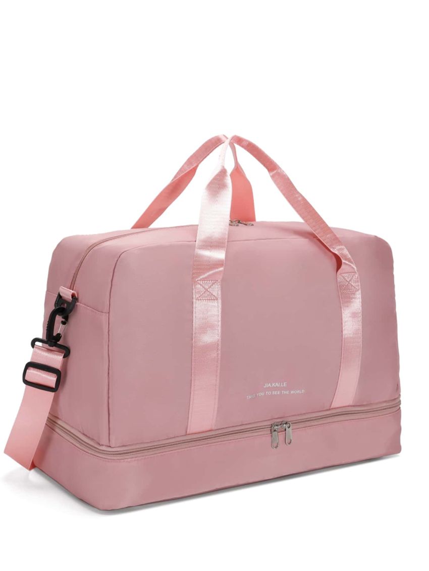 Letter Pattern Duffel Bag Double Handle Gym Bag For Sport & Travel