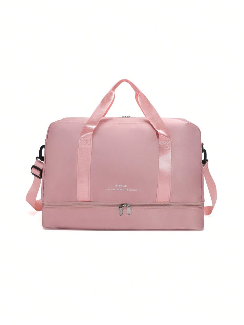 Letter Pattern Duffel Bag Double Handle Gym Bag For Sport & Travel