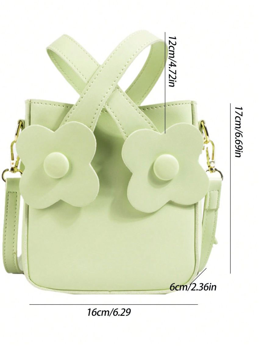 Mini Square Bag Flower Decor Double Handle