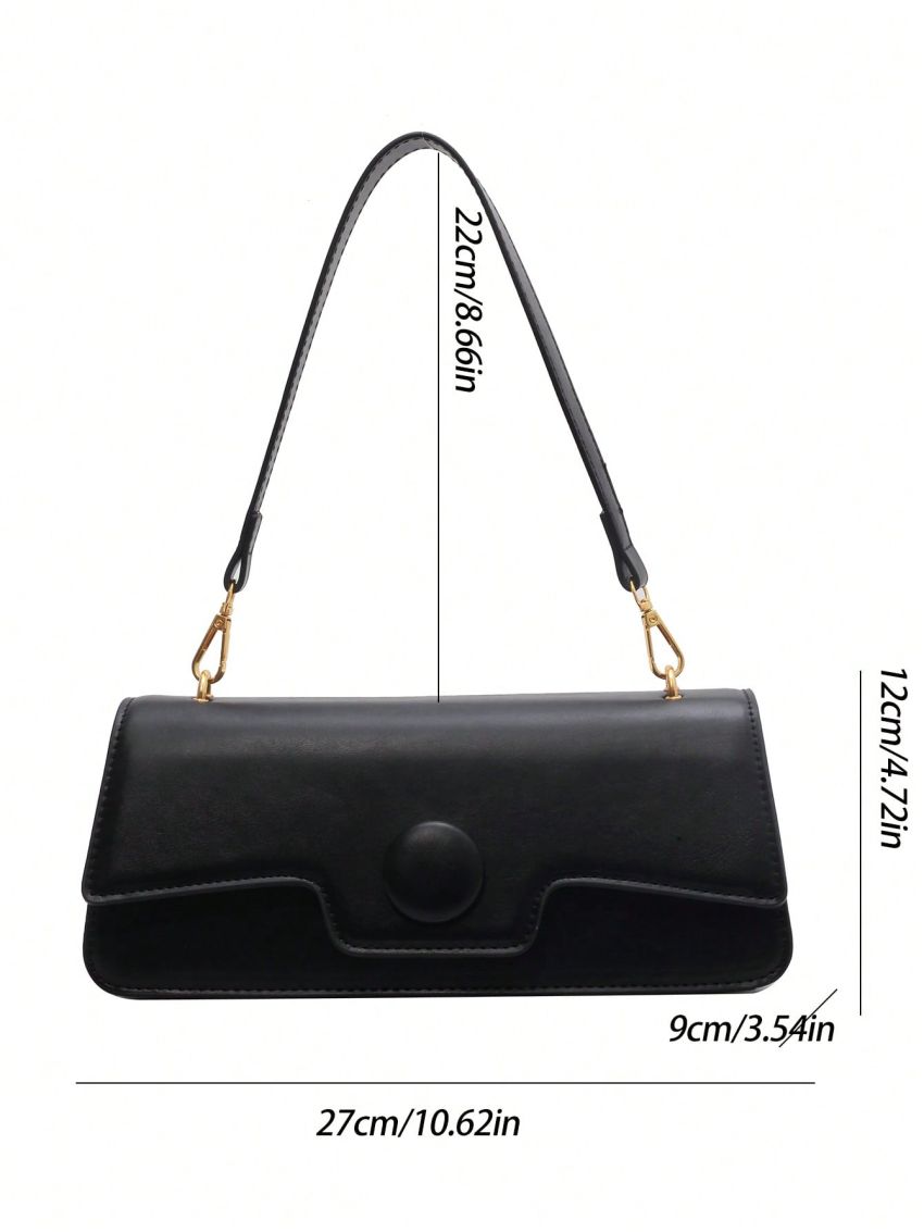 Medium Baguette Bag Solid Color Flap Design