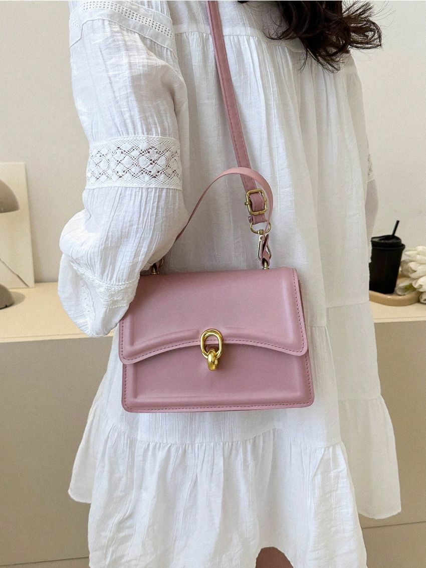 Mini Flap Square Bag Metal Decor Minimalist