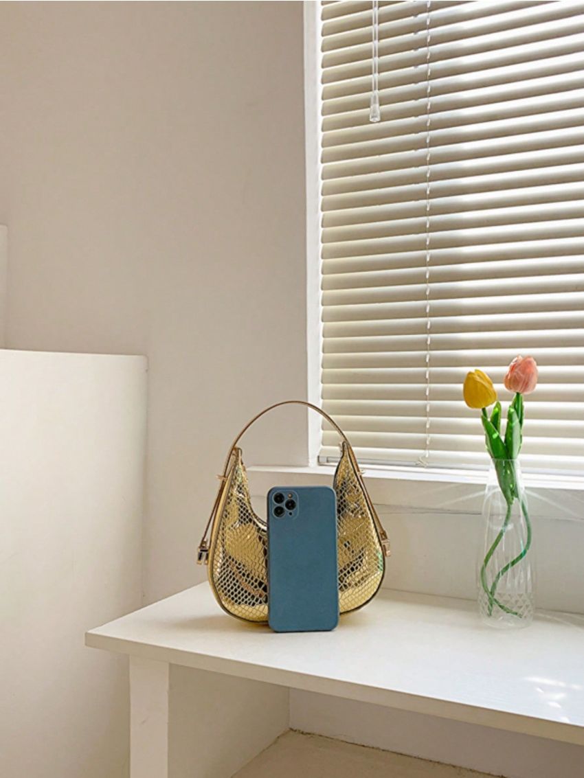 Mini Hobo Bag Metallic Snakeskin Embossed Funky