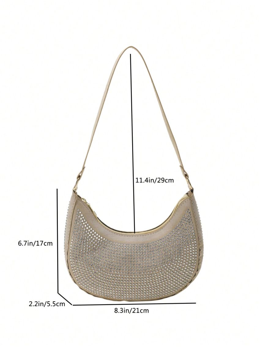 Small Hobo Bag Studded Decor Top Handle For Daily