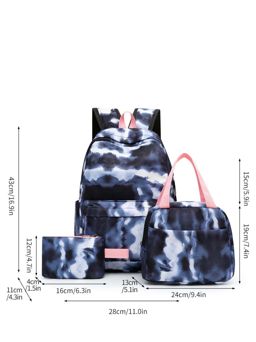 3pcs Bag Set Backpack Satchel Bag Purse Tie Dye Preppy