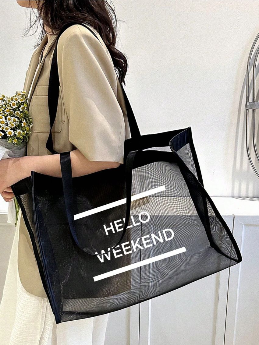 Oversized Beach Bag Letter Graphic For Vacation