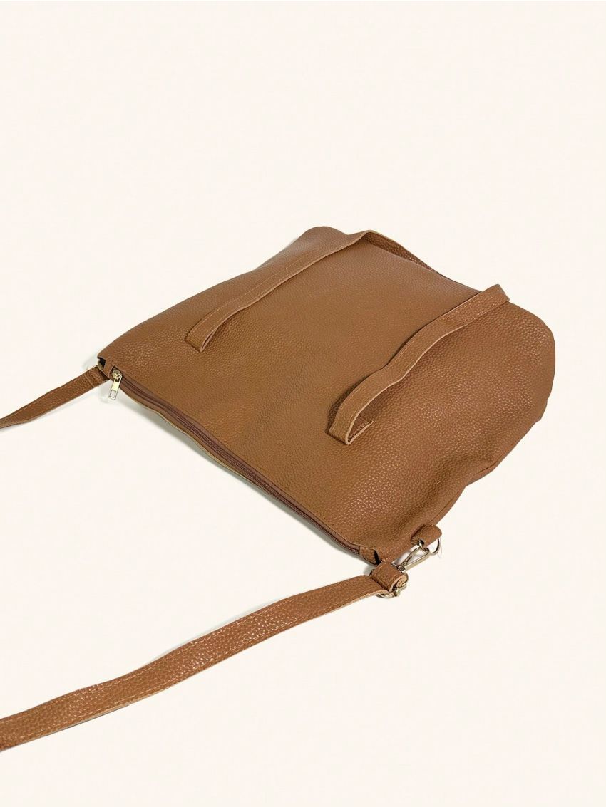 Large Capacity Shoulder Tote Bag Solid Color