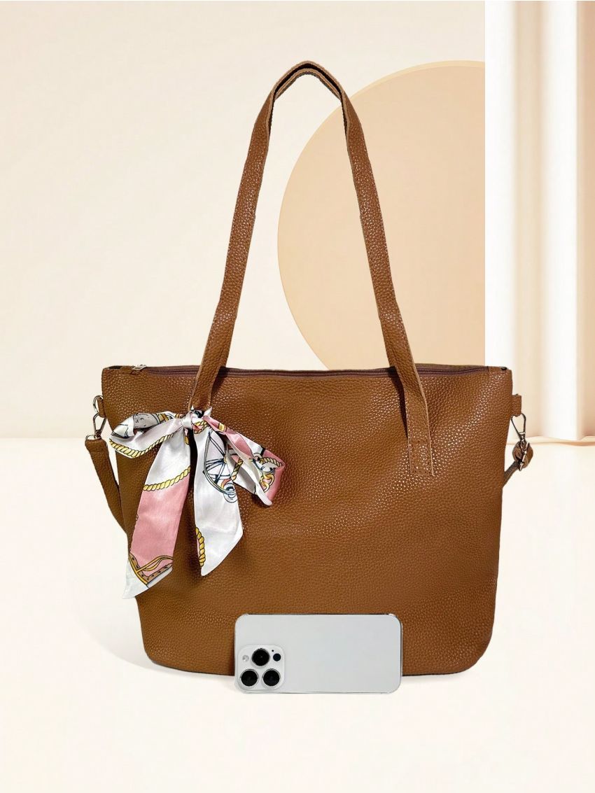 Large Capacity Shoulder Tote Bag Solid Color