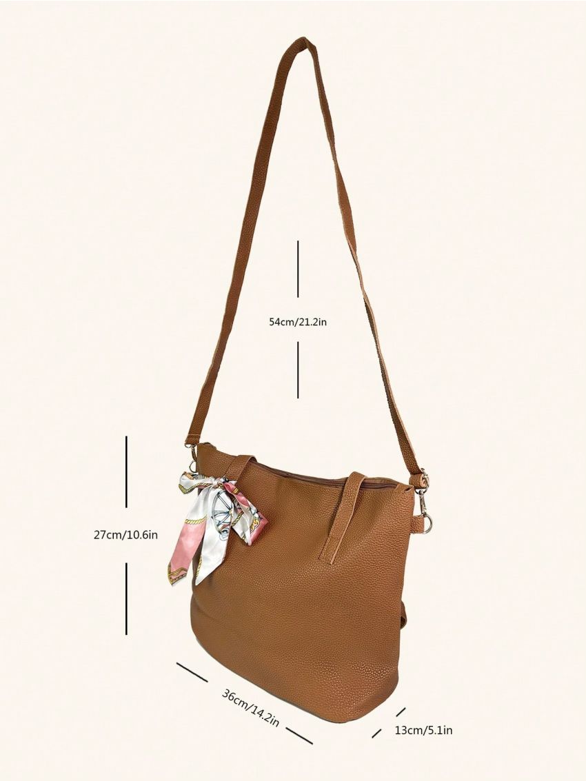 Large Capacity Shoulder Tote Bag Solid Color