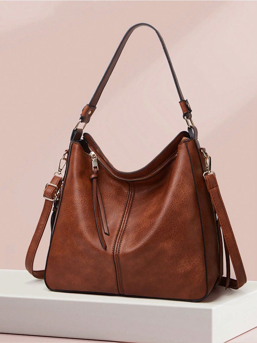 Minimalist Hobo Bag Medium Zipper Vintage