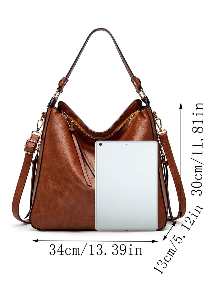 Minimalist Hobo Bag Medium Zipper Vintage