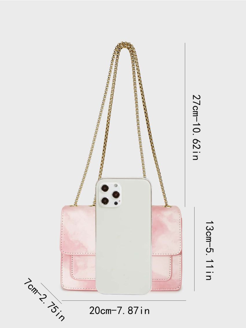 Mini Flap Square Bag Tie Dye Metal Decor