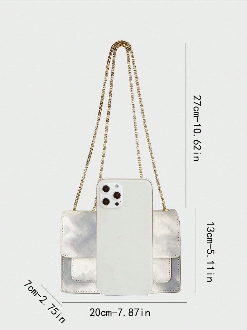 Mini Flap Square Bag Tie Dye Metal Decor