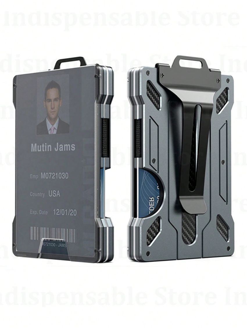 Wallet For Men Slim Aluminum Metal Money Clip With Clear Window Id Badge Holder RFID Blocking Hold