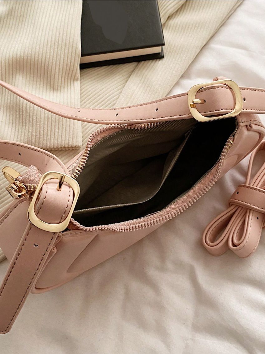 Letter Graphic Hobo Bag Embossed Detail