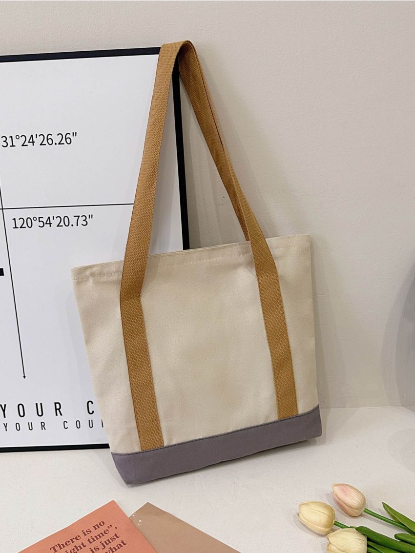 Colorblock Shopper Bag With Badges