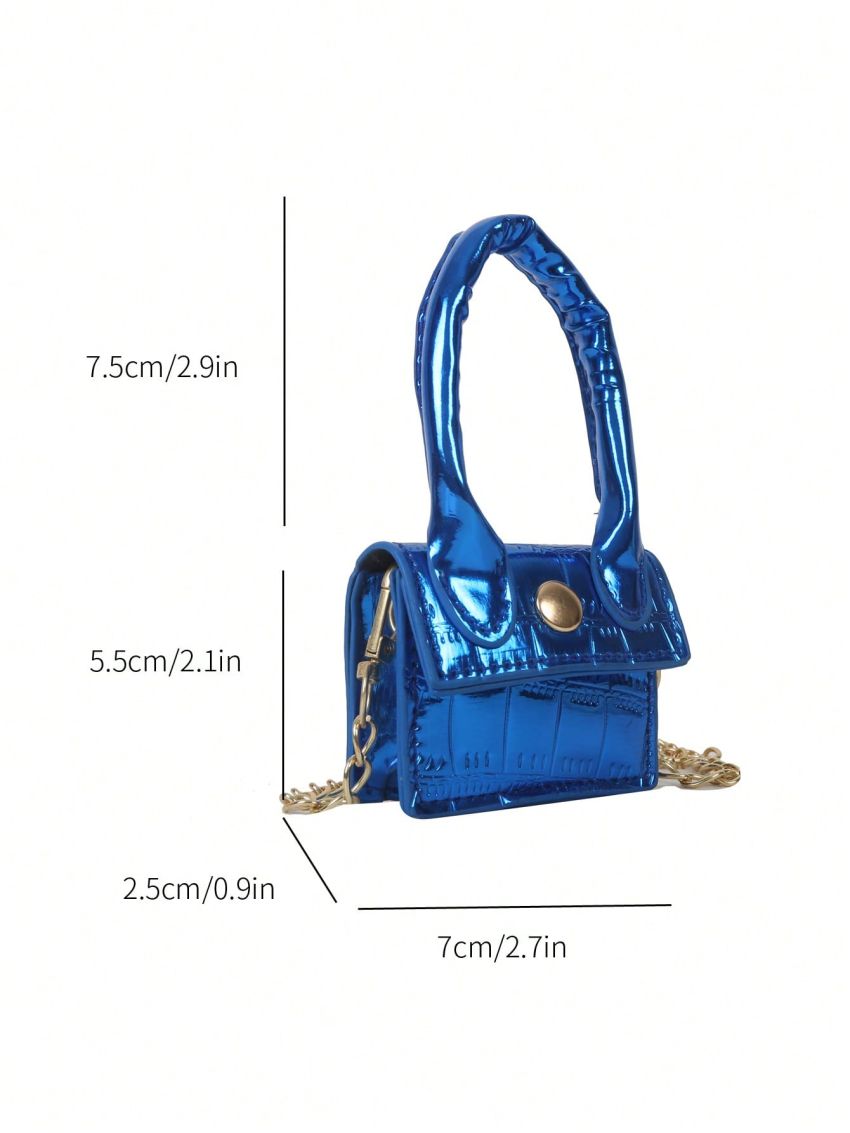 Mini Flap Square Bag Crocodile Embossed Metallic Funky