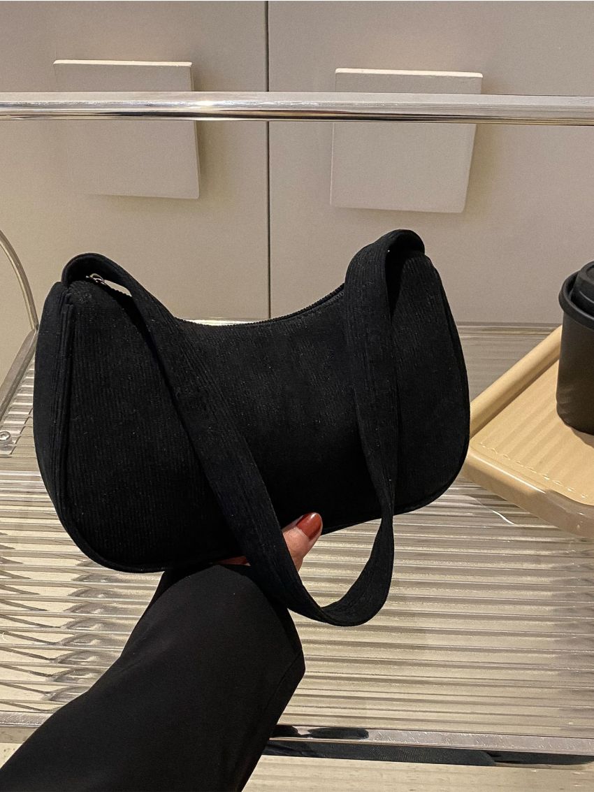 Small Hobo Bag Corduroy Black