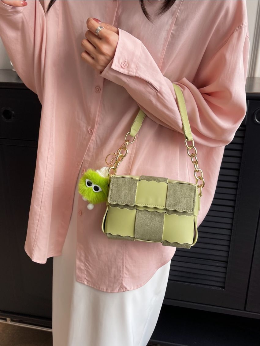 New Mini Contrast Color Square Cartoon Hanger Fashion Women's Shoulder Bag
