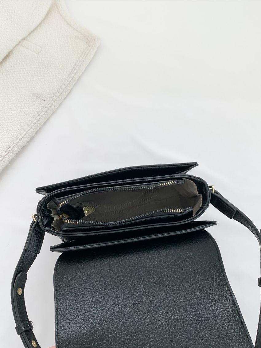 Minimalist Square Bag Mini Flap Black