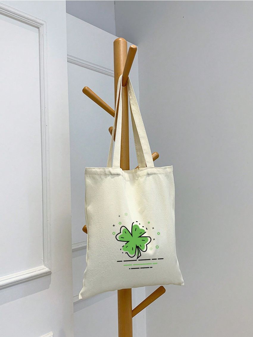 Four Leaf Clover Graphic Shopper Bag Small Canvas