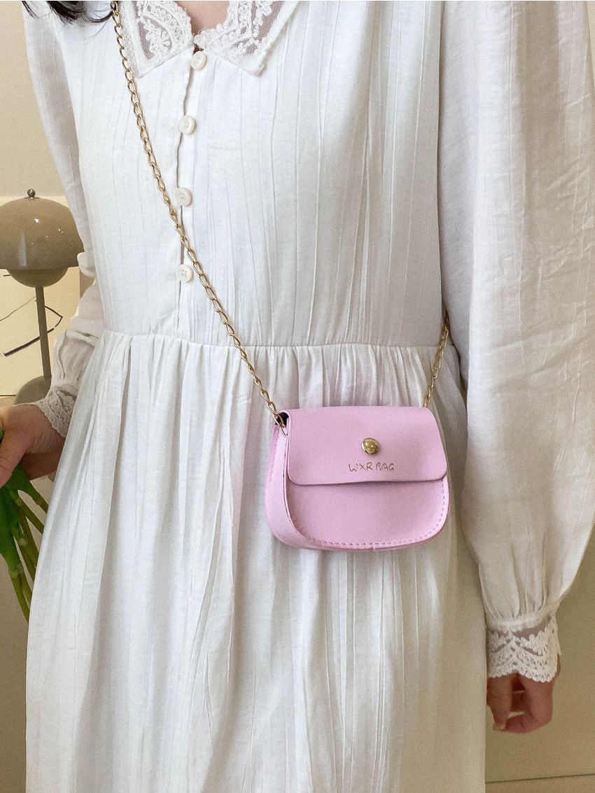 Letter Graphic Saddle Bag Mini Flap