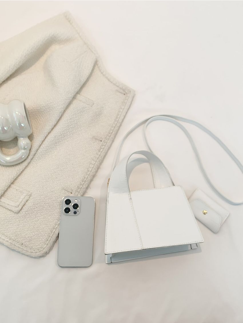 Mini Square Bag Embossed Detail With Coin Purse PU