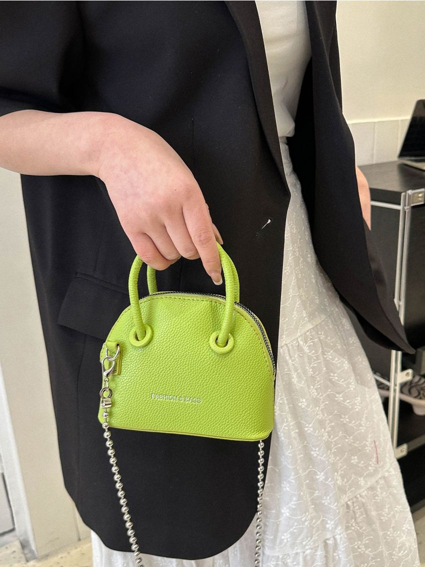 Mini Dome Bag Litchi Embossed Letter Graphic