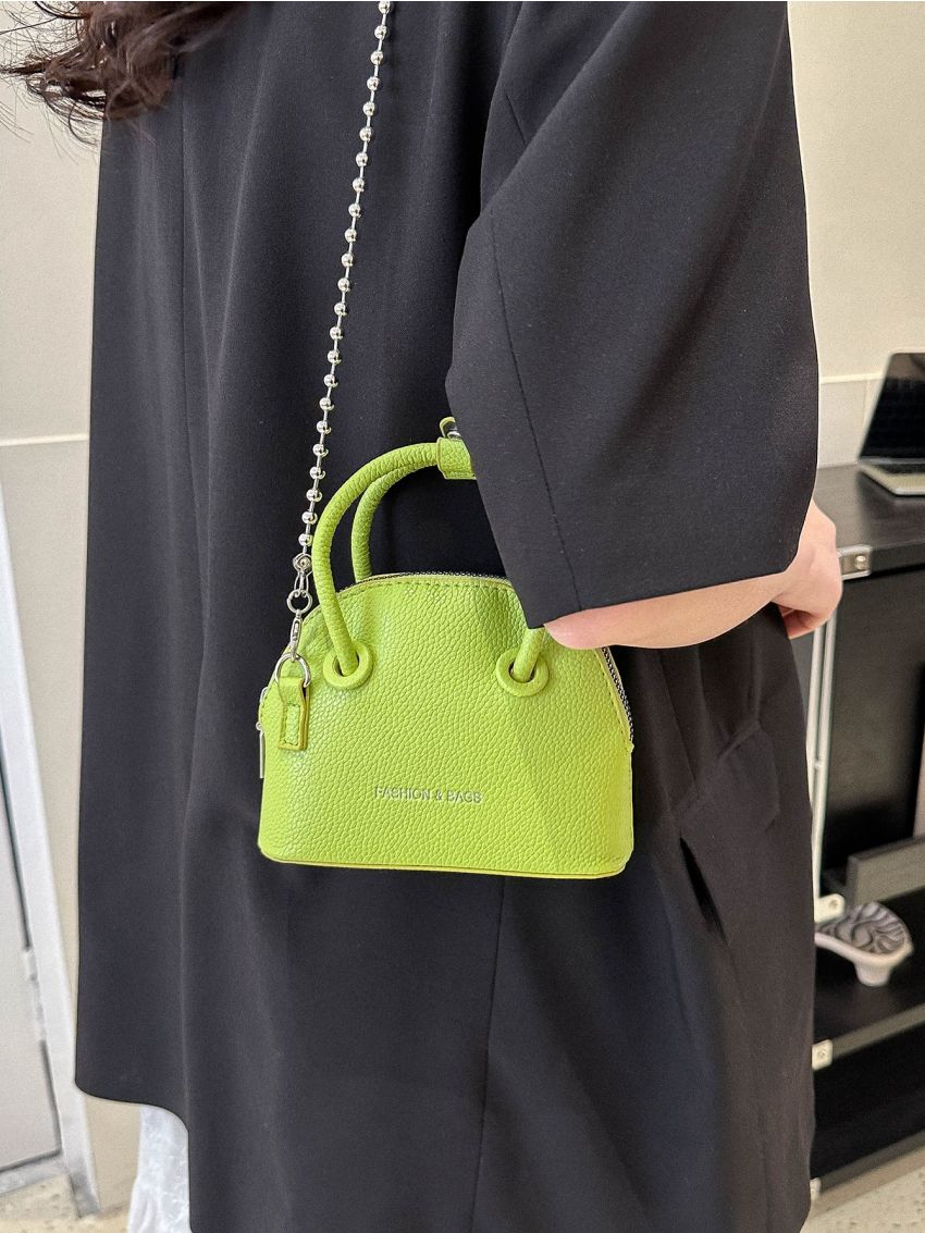 Mini Dome Bag Litchi Embossed Letter Graphic