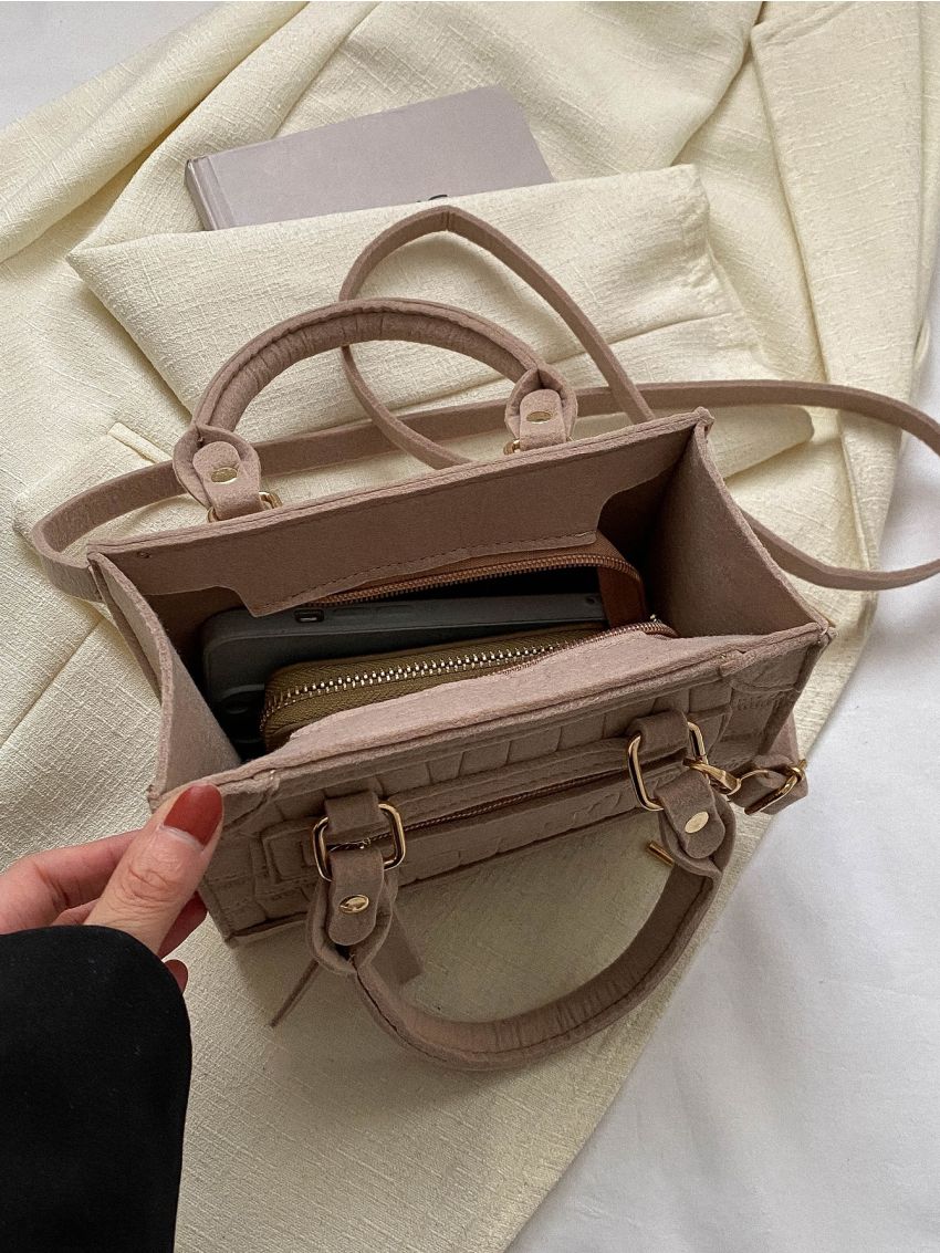 Mini Square Bag Crocodile Embossed Felt