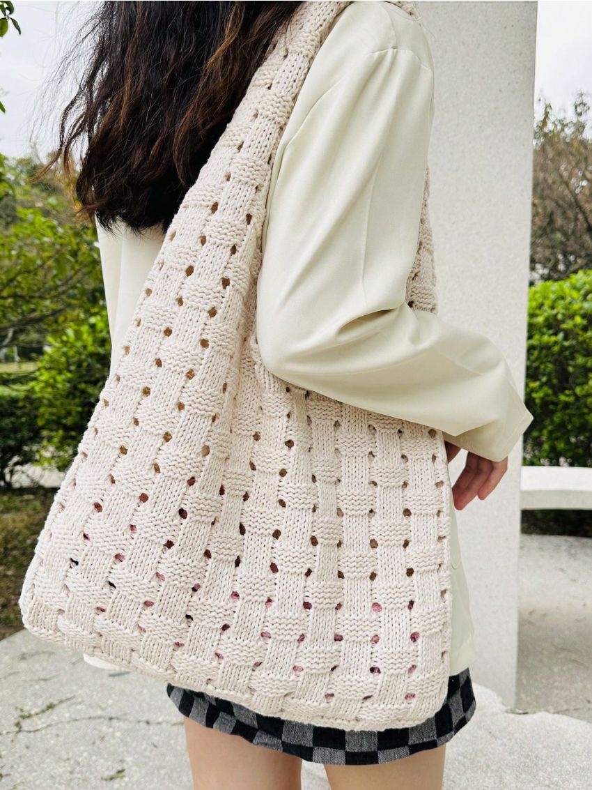 Medium Crochet Bag Hollow Out Out Top Handle For Vacation