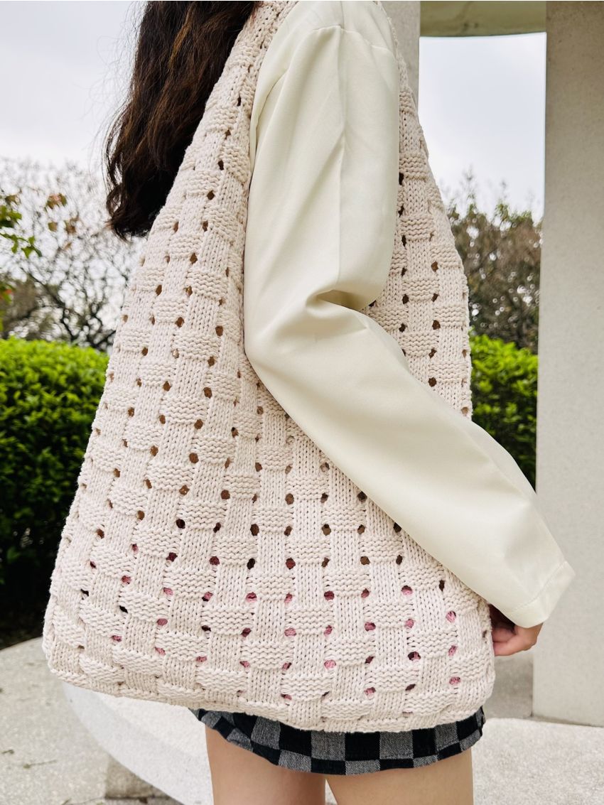 Medium Crochet Bag Hollow Out Out Top Handle For Vacation