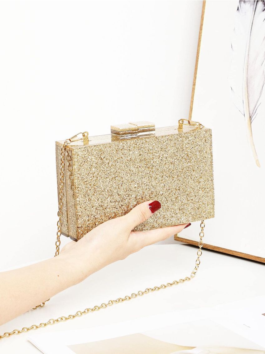 Mini Box Bag Glitter Chain Strap For Party