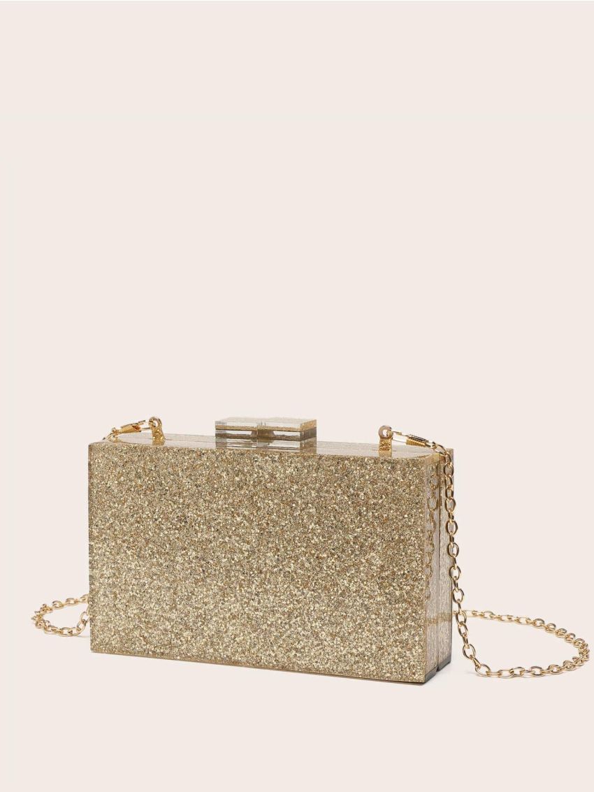 Mini Box Bag Glitter Chain Strap For Party
